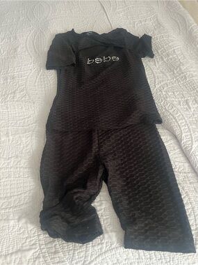 bebe Black Short 2 piece set with Embellished Logo